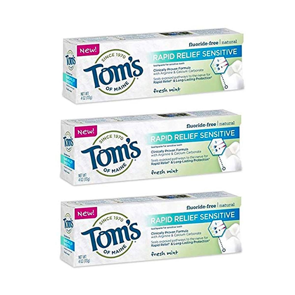 Tom’s Of Maine Rapid Relief Sensitive Natural Toothpaste (3 Pack)